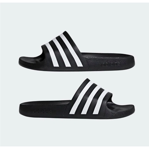 Adidas Aqua Cloudfoam Slides men’s size 11 black and white - Picture 1 of 10